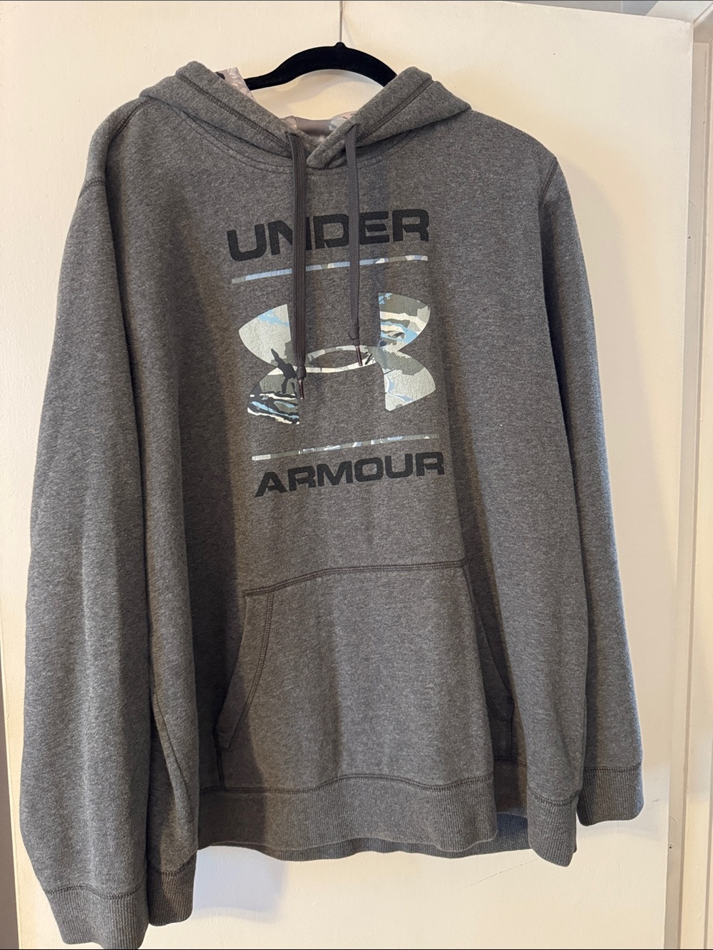 Under Armour Men’s Gray Hoodie with Camouflage Logo